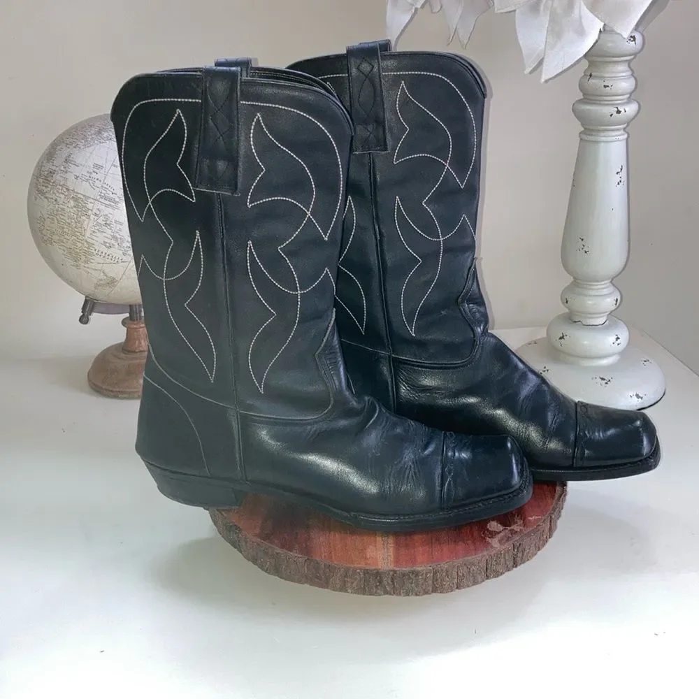 BOSTONIAN 12 Black Leather Boots